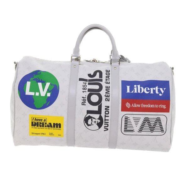 LOUIS VUITTON Monogram White Keepall Bandouliere 50 Bag M44643 LV Auth 55862S - Picture 2 of 16